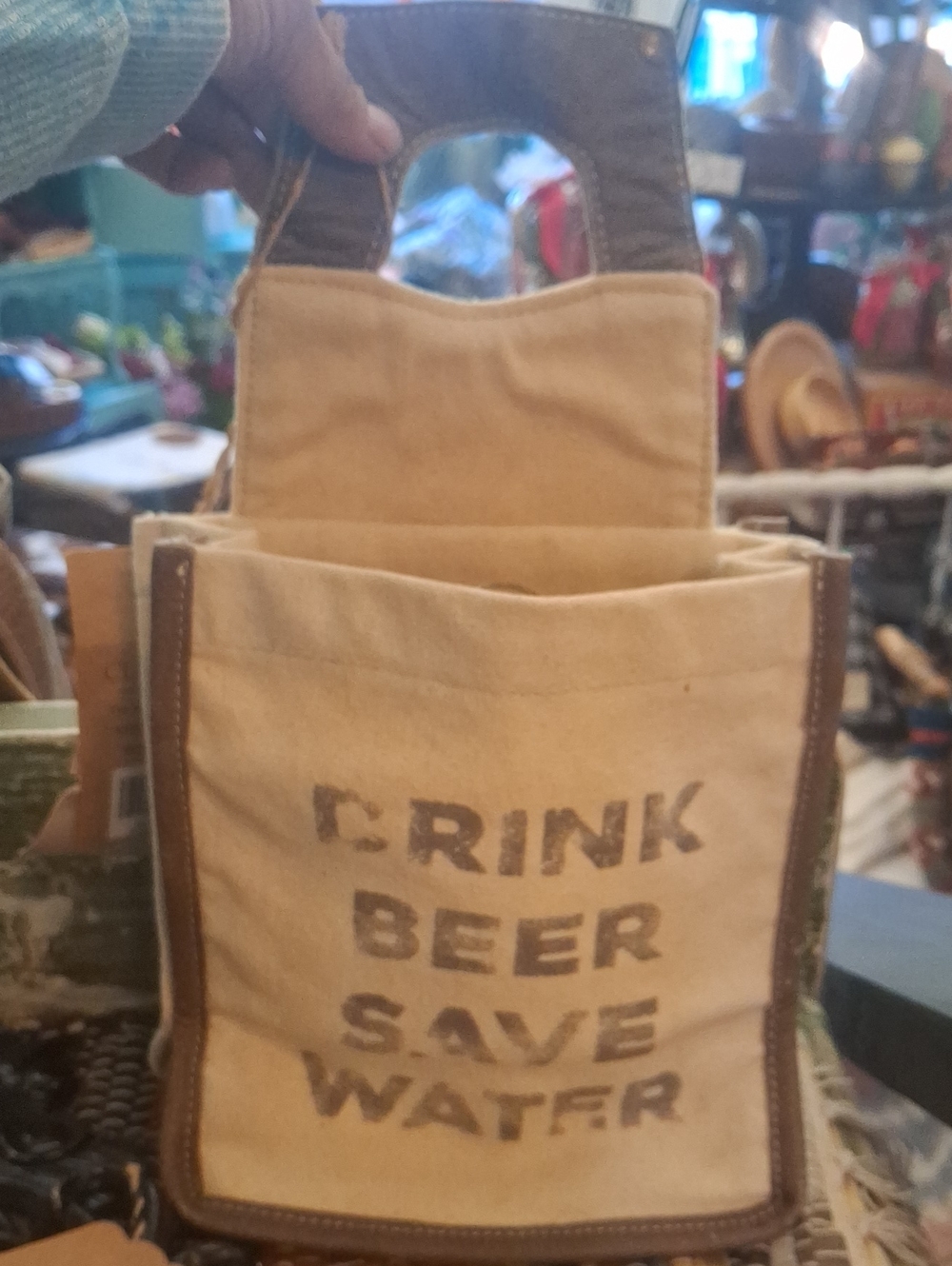 Canvas Beer Carrier Belt Bag - Tan